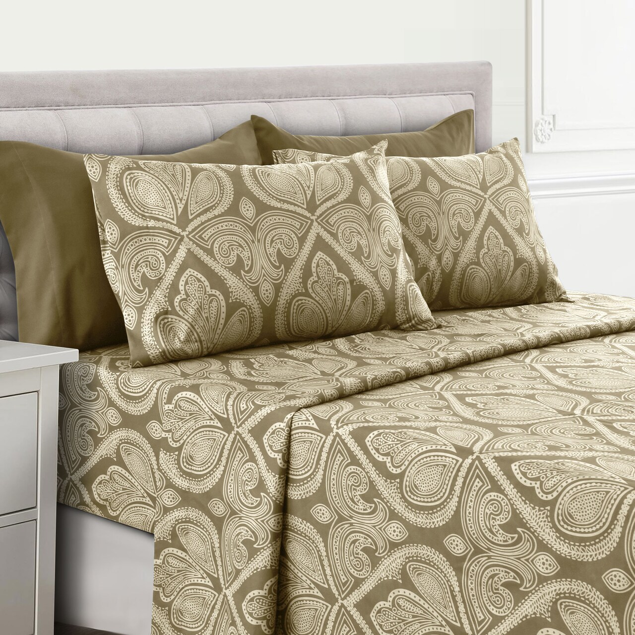 Paisley Printed 1800 Series Deep Pocket Premier Microfiber 6 Piece Bed Sheet Set (Multiple Colors)